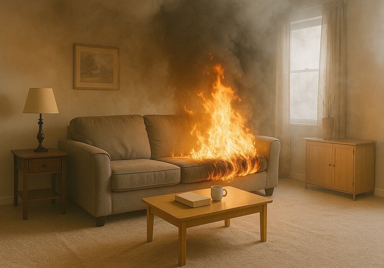 Jak rychle hoří nábytek a podlahy?