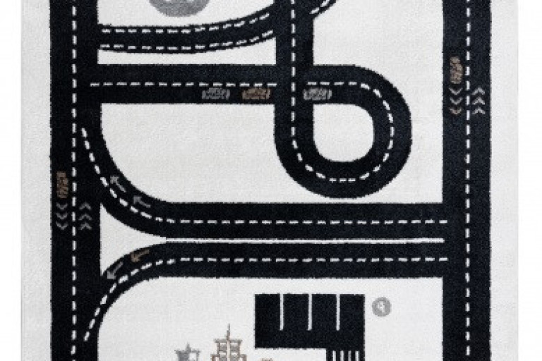 Dětský kusový koberec Fun Track cream