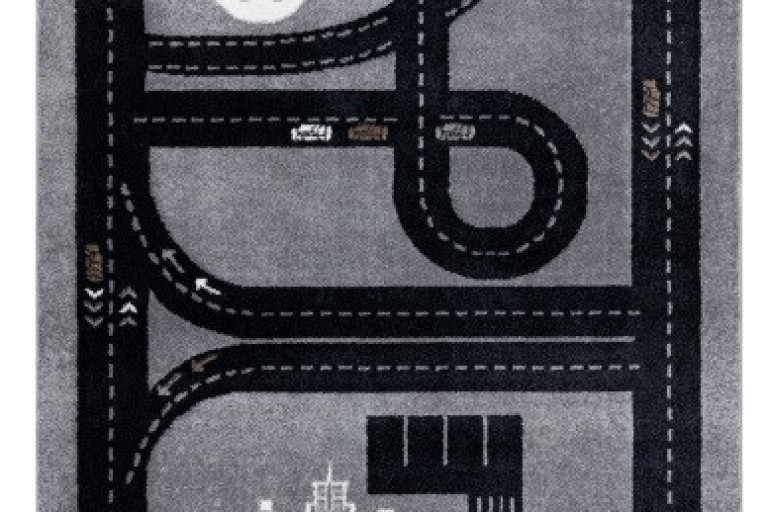 Dětský kusový koberec Fun Track grey