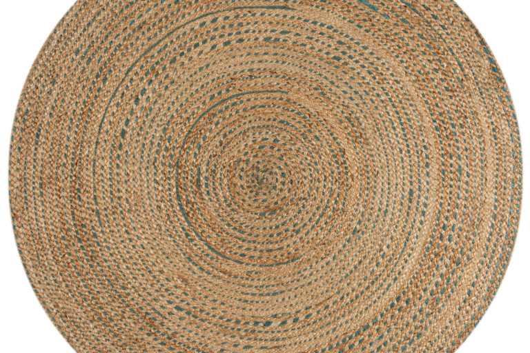 Kusový koberec Capri Jute Natural/Blue kruh