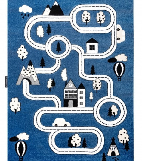Dětský kusový koberec Petit Town streets blue