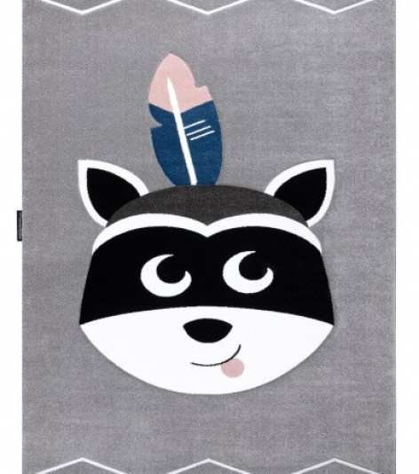 Dětský kusový koberec Petit Raccoon mukki grey
