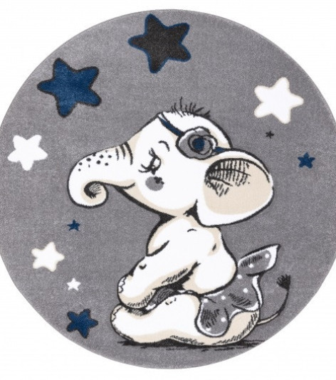 Dětský kusový koberec Petit Elephant stars grey kruh