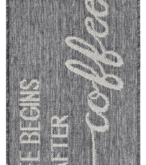 Běhoun Cucina Life Begins After Coffee 105627 Grey Cream