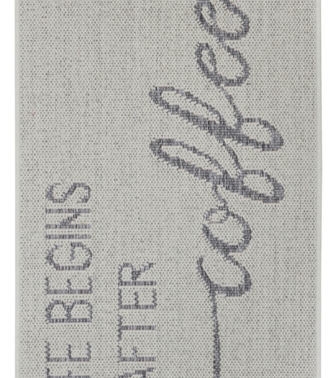 Běhoun Cucina Life Begins After Coffee 105628 Cream Grey