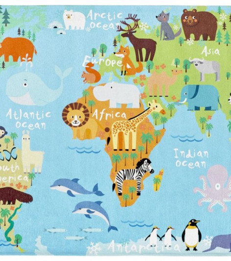 Dětský kusový koberec Torino kids 233 WORLD MAP