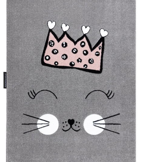 Dětský kusový koberec Petit Cat crown grey