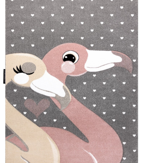 Dětský kusový koberec Petit Flamingos hearts grey